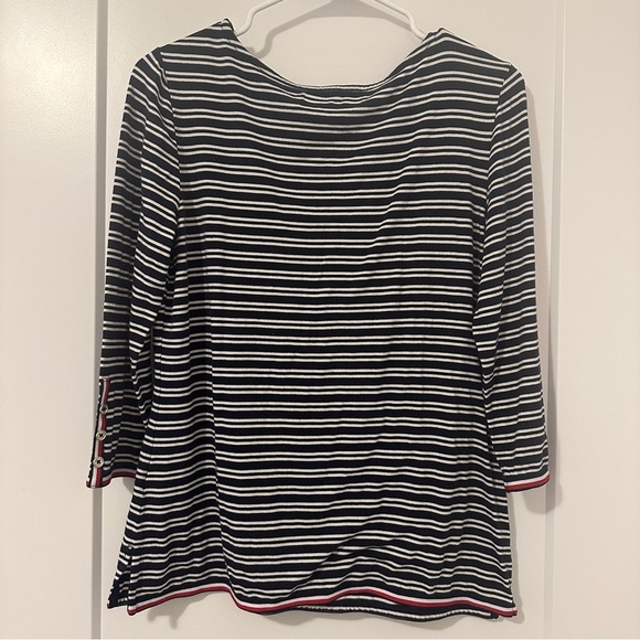 Tommy Hilfiger 3/4 Sleeve Blue White Striped Boat Neck Shirt Size Small Women’s - Picture 6 of 10